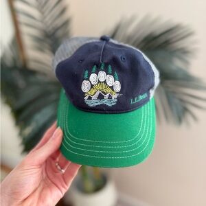 L.L. Bean Kids Navy & Green Trucker Hat with Mountain Sunrise Patch